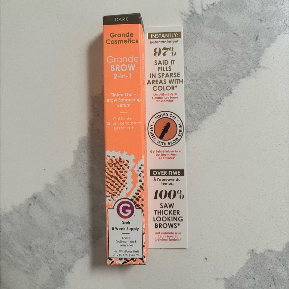 Grande Cosmetics Grande Brow 2 in 1 Tinted Gel & Growth Serum Dark